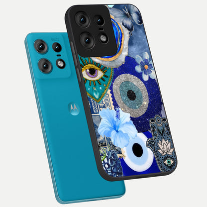  Celestial Blue Vision phone case For Moto Edge50 Pro showing premium glass back cover with detailed artwork