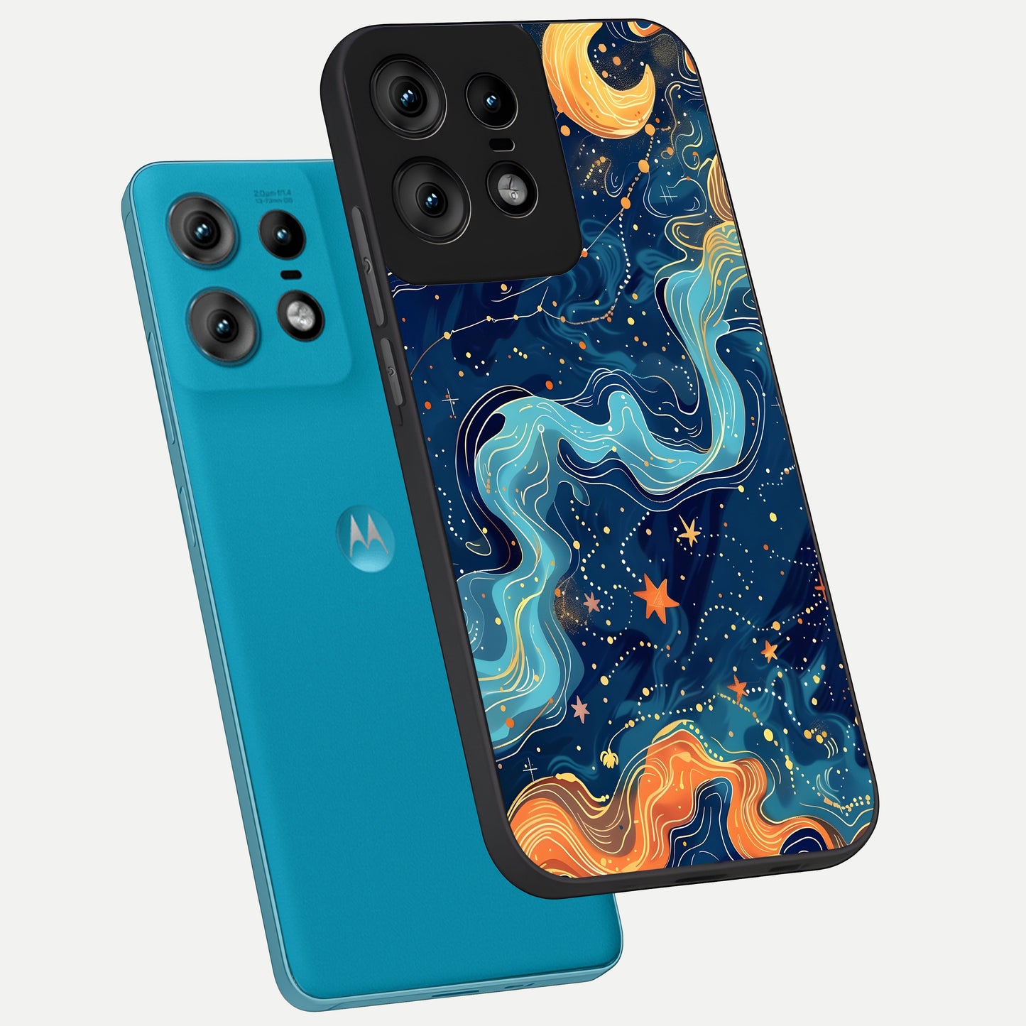  Celestial Dream Flow phone case For Moto Edge50 Pro showing premium glass back cover with detailed artwork