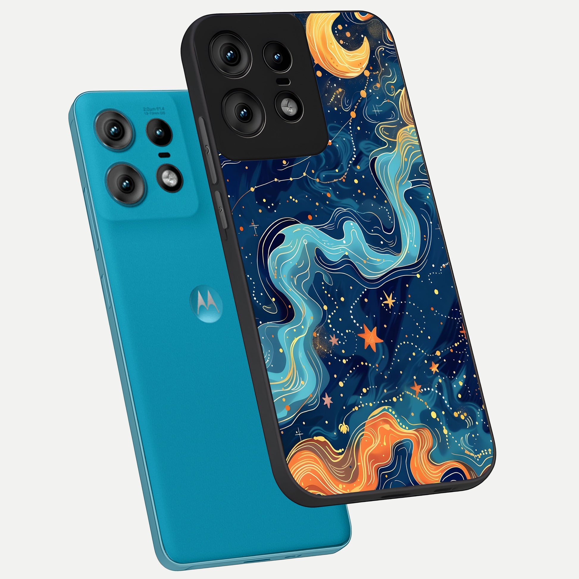  Celestial Dream Flow phone case For Moto Edge50 Pro showing premium glass back cover with detailed artwork