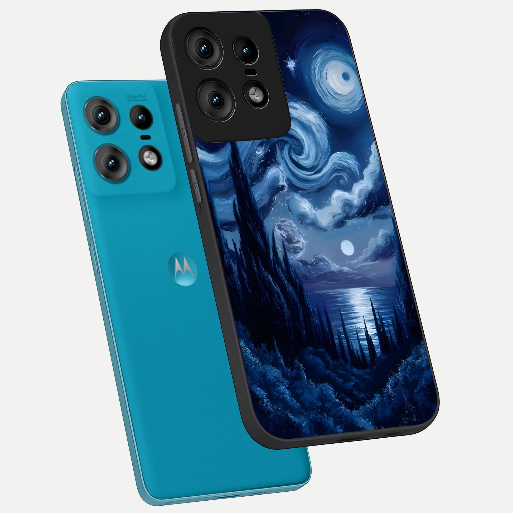  Celestial Dream Van Gogh phone case For Moto Edge50 Pro showing premium glass back cover with detailed artwork