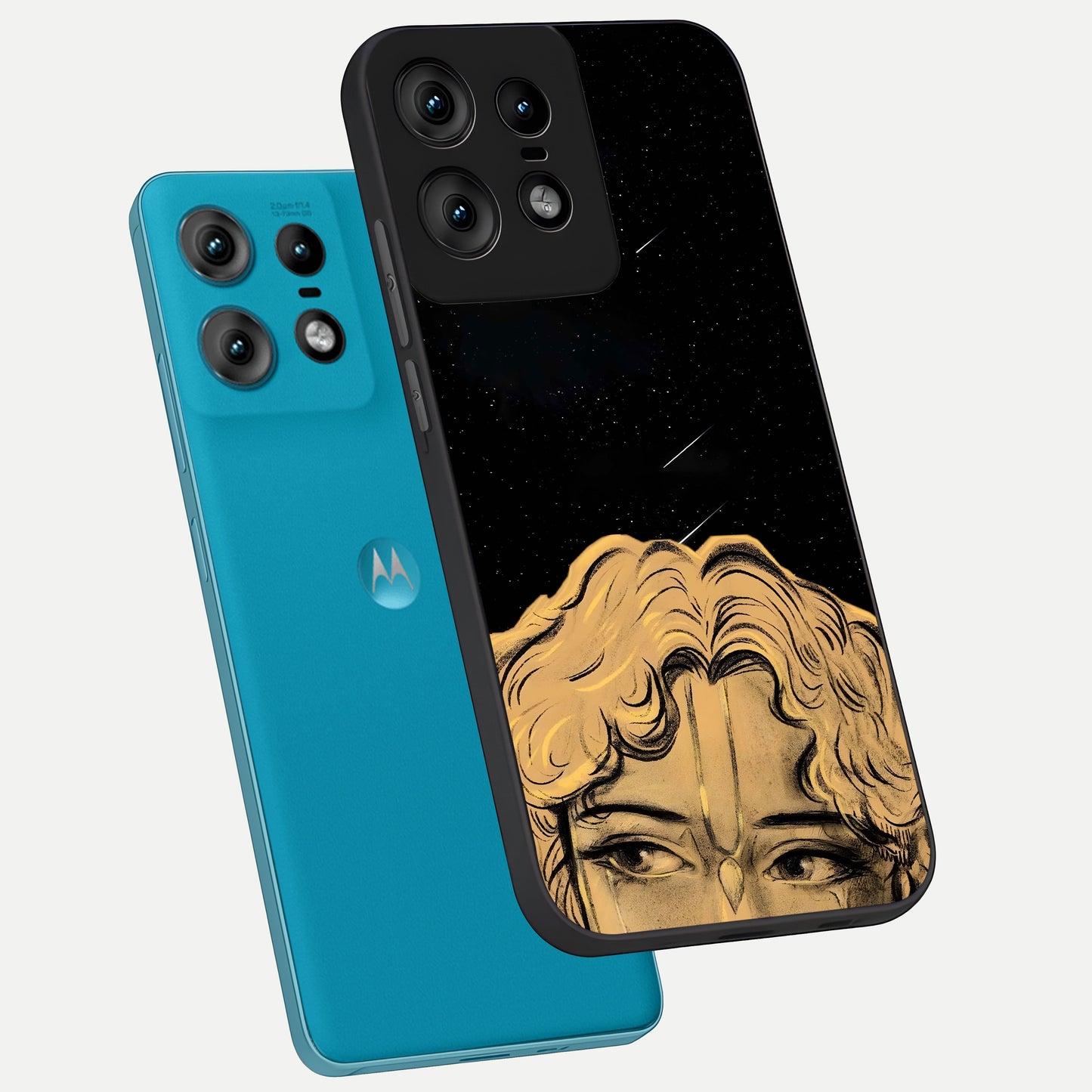  Celestial Gods Plan phone case For Moto Edge50 Pro showing premium glass back cover with detailed artwork