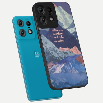  Celestial Mountain Calm phone case For Moto Edge50 Pro showing premium glass back cover with detailed artwork