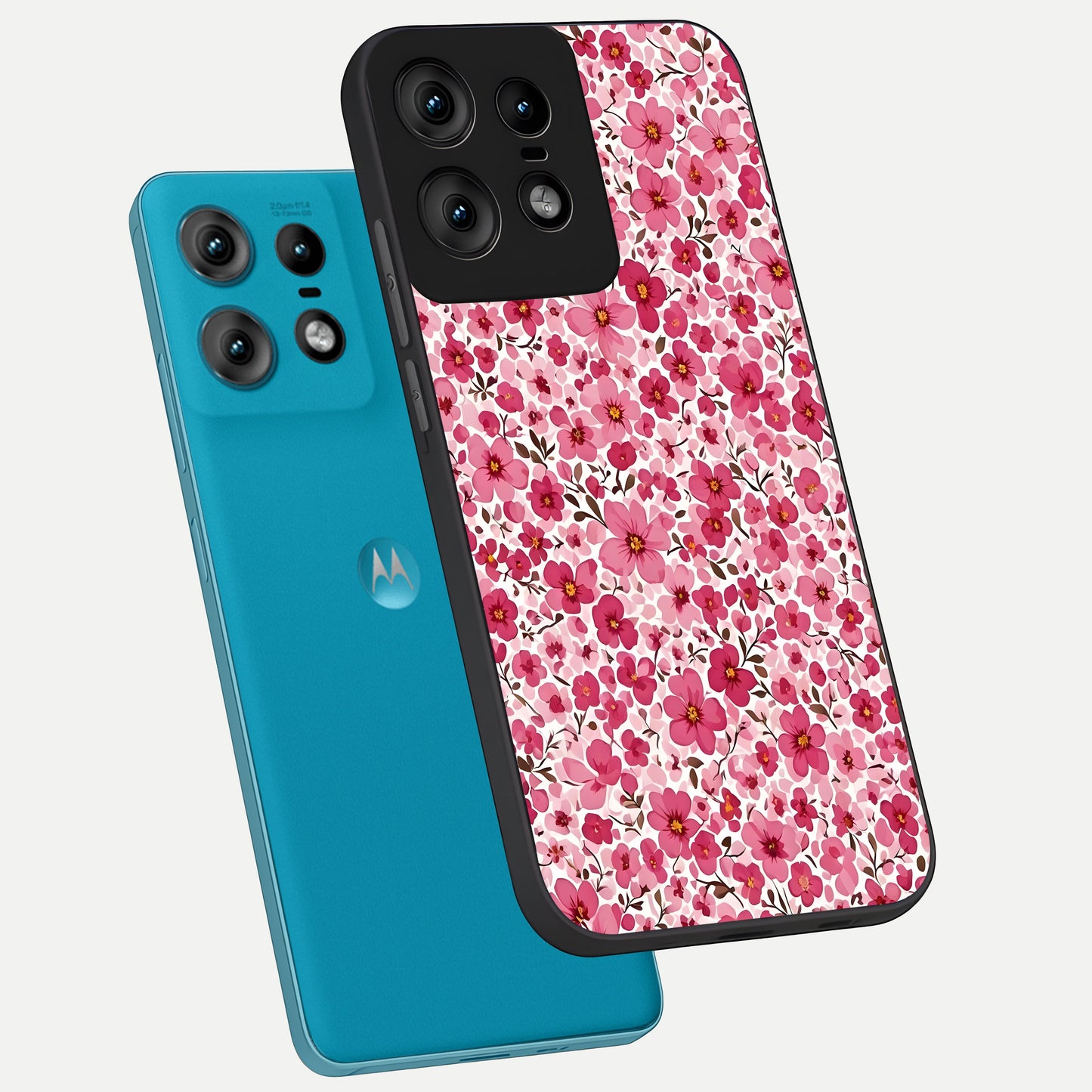  Cherry Blossom Charm phone case For Moto Edge50 Pro showing premium glass back cover with detailed artwork