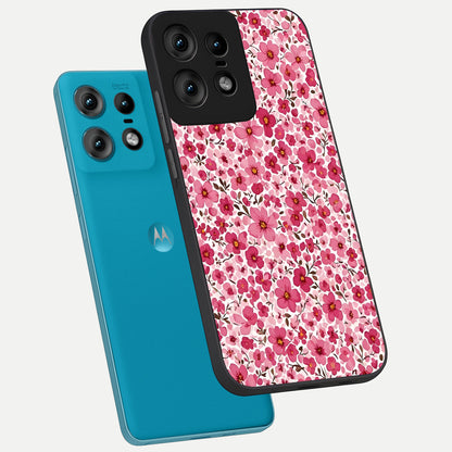  Cherry Blossom Charm phone case For Moto Edge50 Pro showing premium glass back cover with detailed artwork