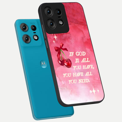  Cherry Quote phone case For Moto Edge50 Pro showing premium glass back cover with detailed artwork