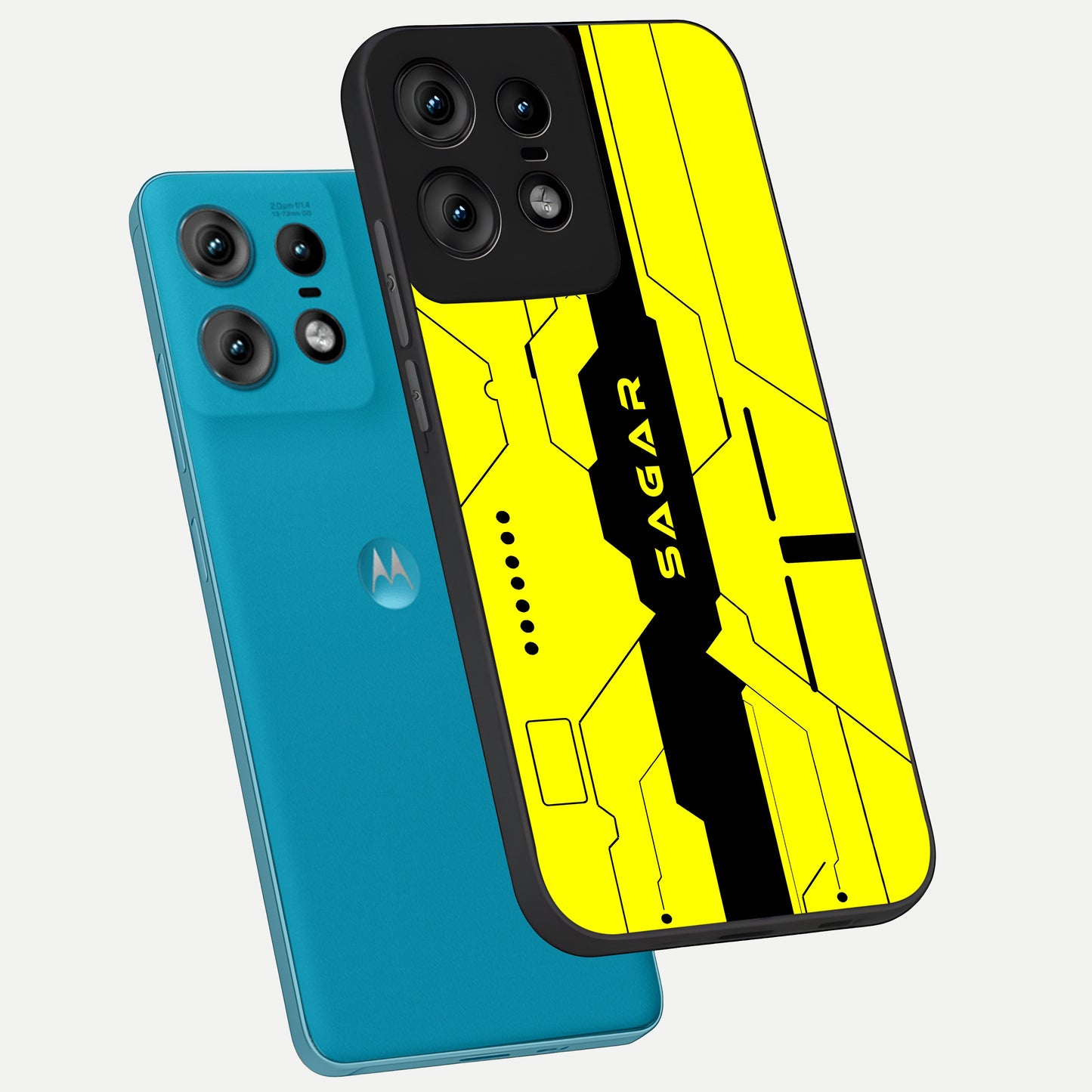  Circuit CYBERPUNK Custom Name phone case For Moto Edge50 Pro showing premium glass back cover with detailed artwork