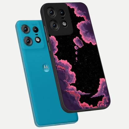  Cosmic Cloud Journey phone case For Moto Edge50 Pro showing premium glass back cover with detailed artwork