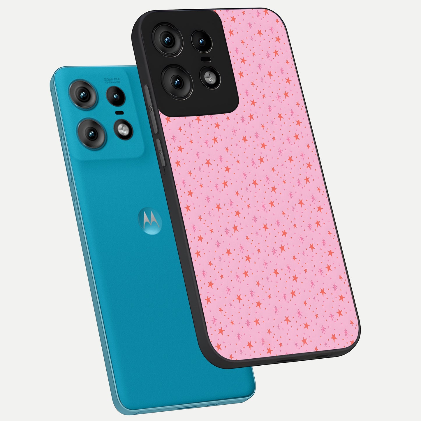  Cosmic Pink Sparkle phone case For Moto Edge50 Pro showing premium glass back cover with detailed artwork