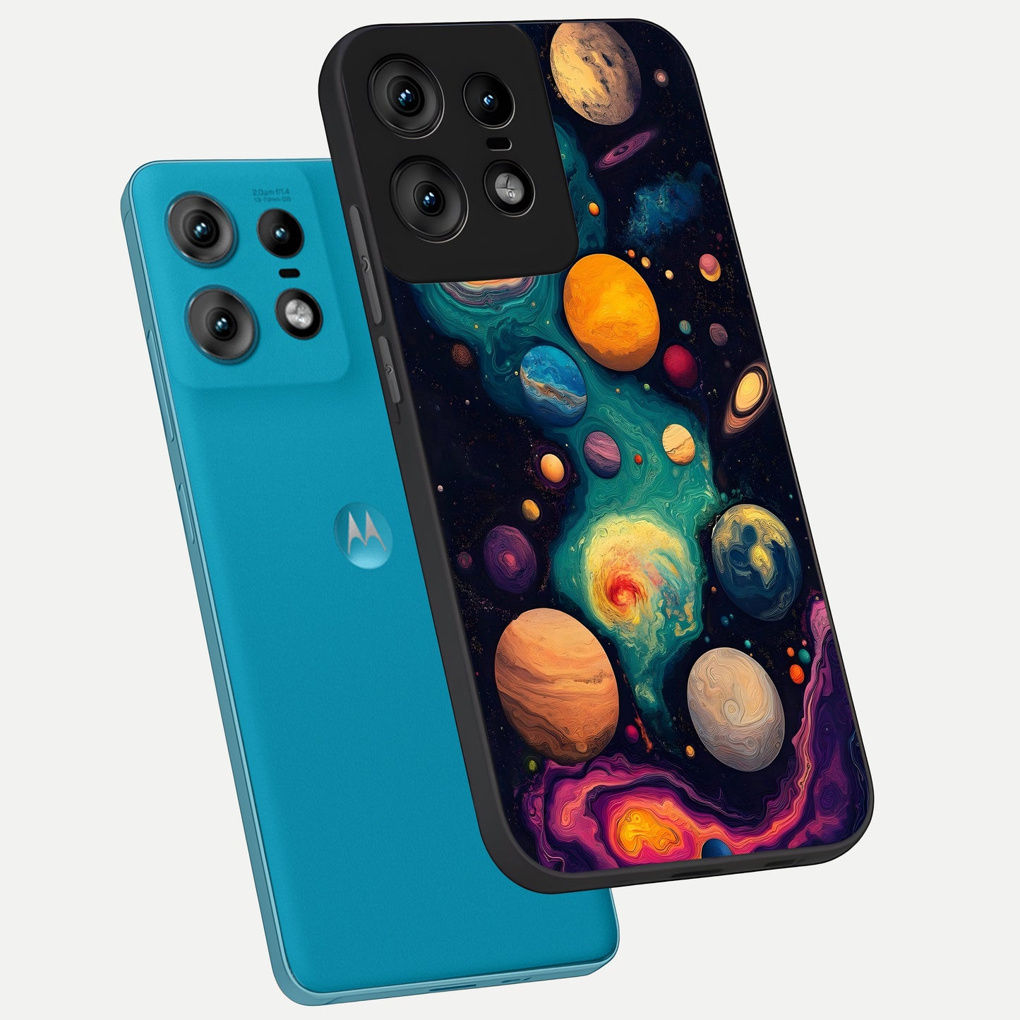  Cosmic Planet Journey phone case For Moto Edge50 Pro showing premium glass back cover with detailed artwork
