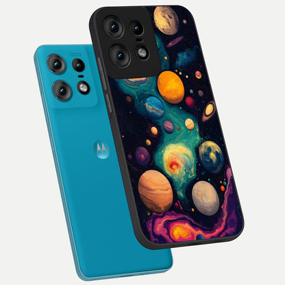  Cosmic Planet Journey phone case For Moto Edge50 Pro showing premium glass back cover with detailed artwork