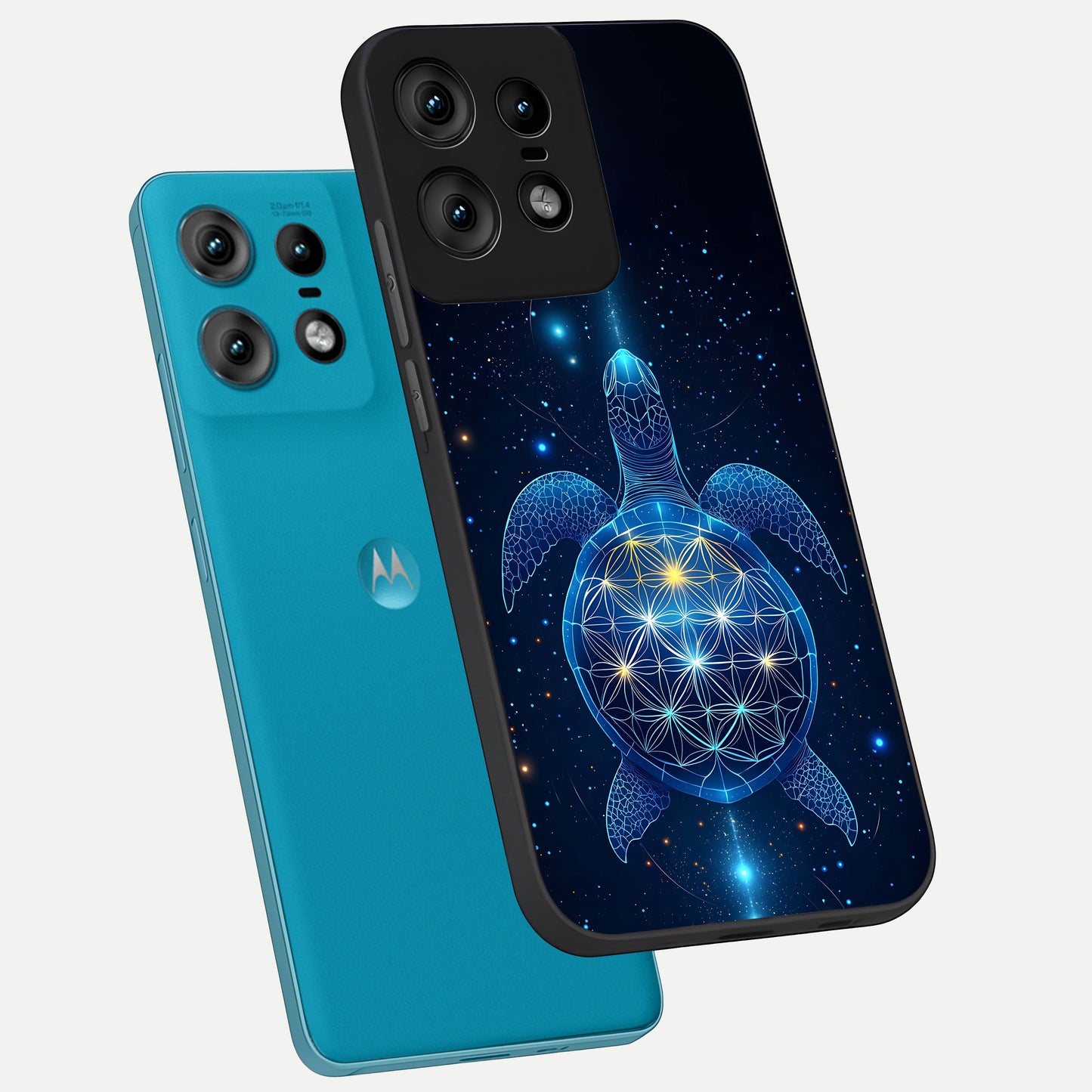 Crimson Blue Turtle phone case For Moto Edge50 Pro showing premium glass back cover with detailed artwork