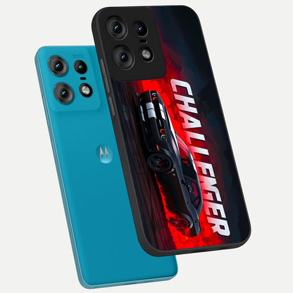  Crimson Challenger Fury phone case For Moto Edge50 Pro showing premium glass back cover with detailed artwork