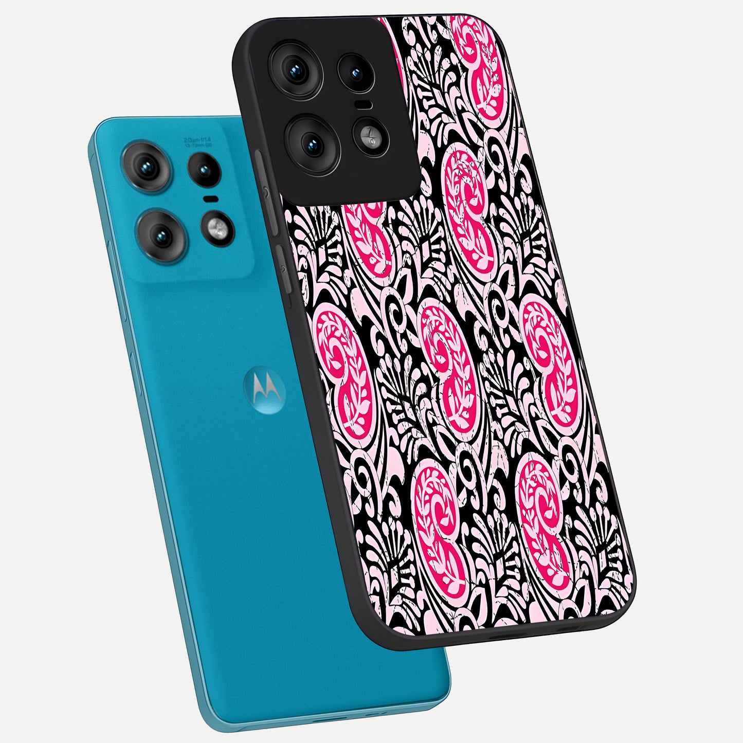  Crimson Paisley Charm phone case For Moto Edge50 Pro showing premium glass back cover with detailed artwork