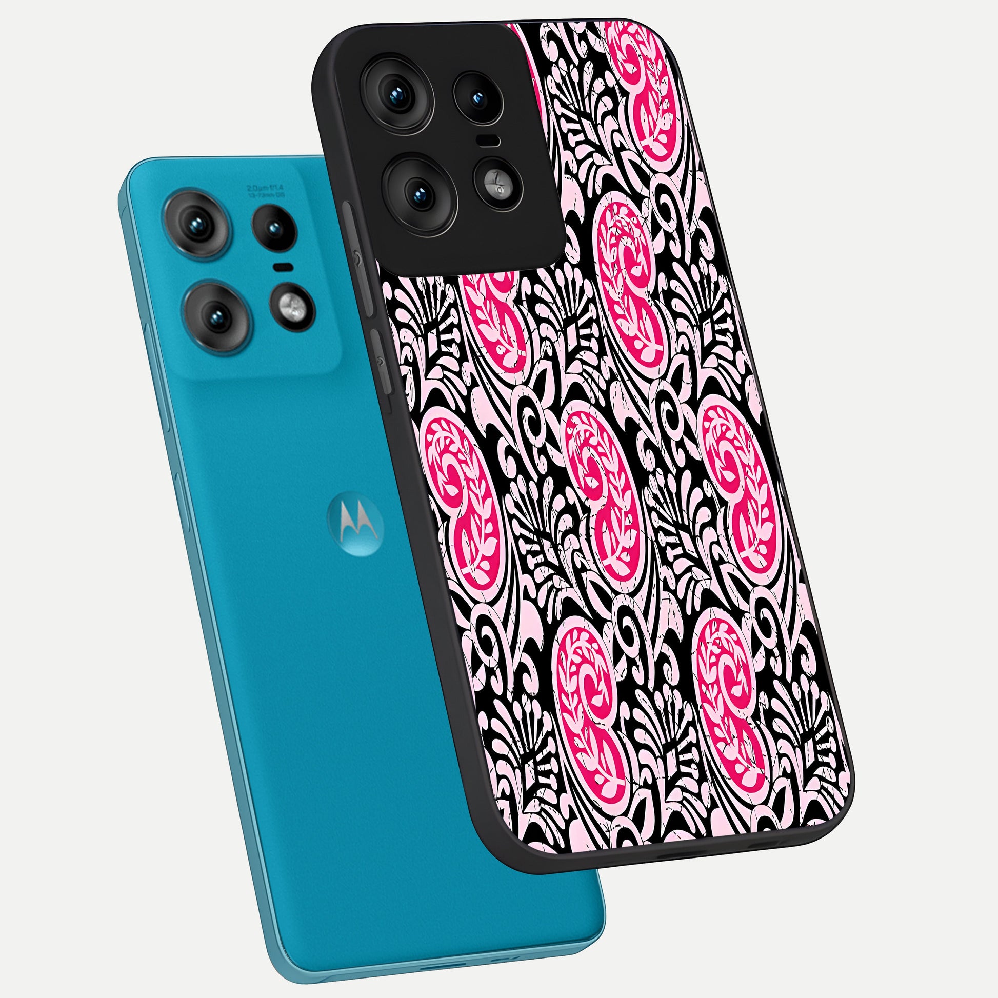  Crimson Paisley Charm phone case For Moto Edge50 Pro showing premium glass back cover with detailed artwork