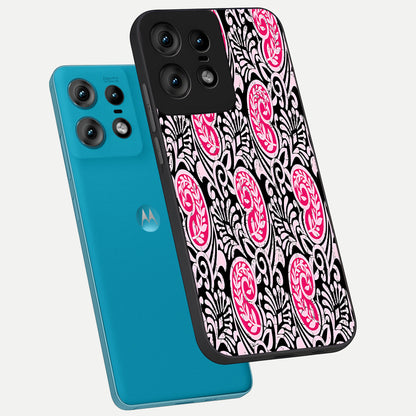  Crimson Paisley Charm phone case For Moto Edge50 Pro showing premium glass back cover with detailed artwork