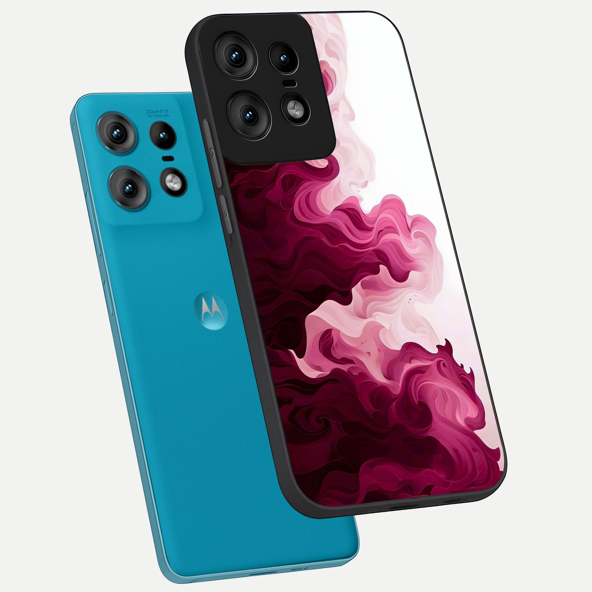  Crimson Wave Flow phone case For Moto Edge50 Pro showing premium glass back cover with detailed artwork