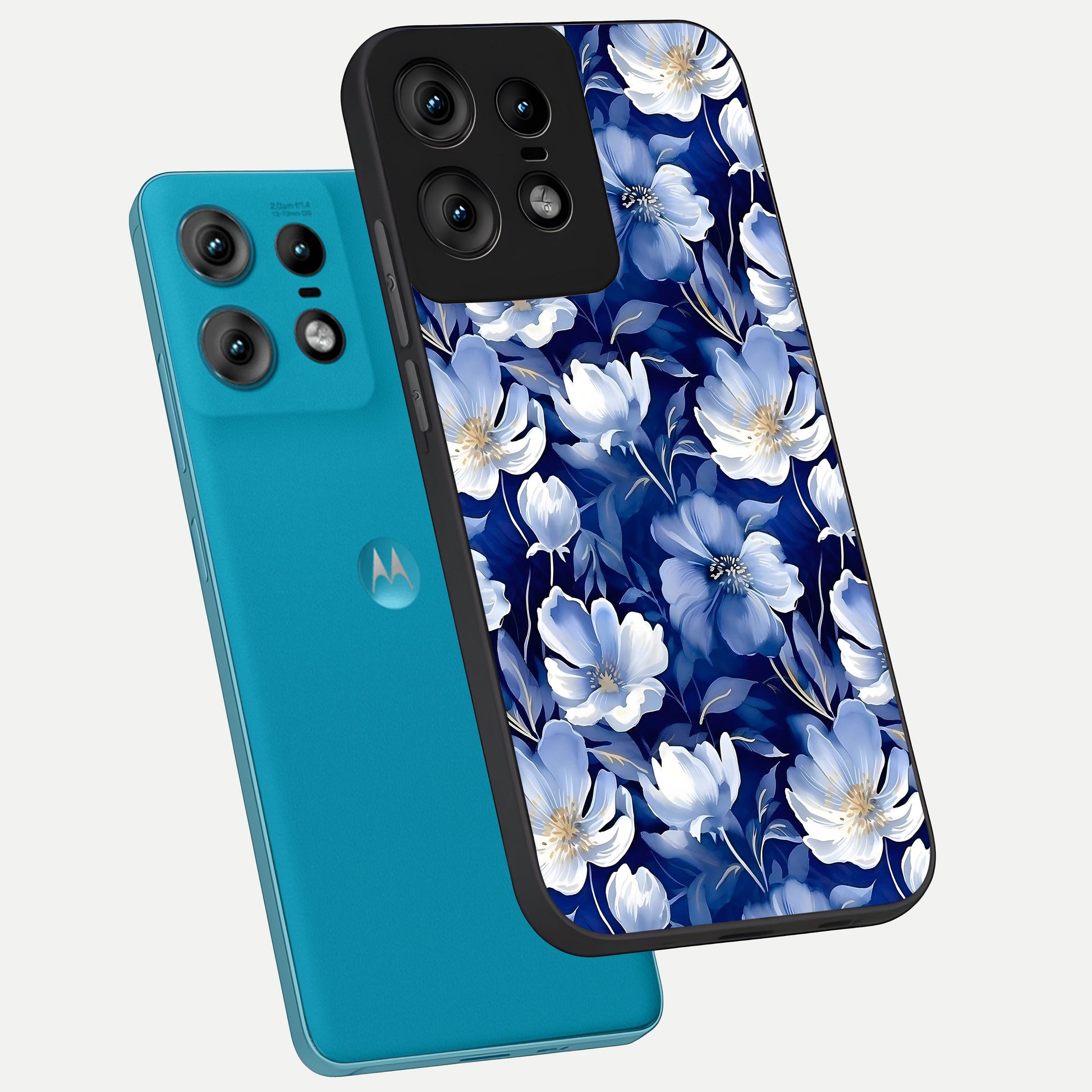  Cute Floral Patterns phone case For Moto Edge50 Pro showing premium glass back cover with detailed artwork