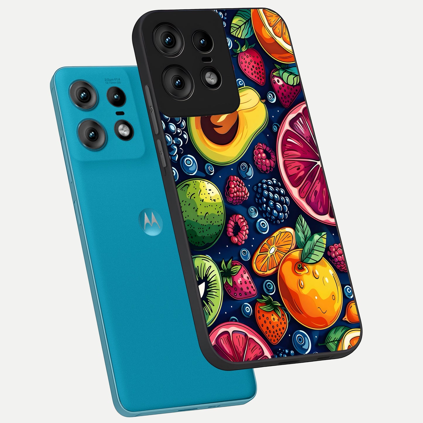 Cute Fruits Art phone case For Moto Edge50 Pro showing premium glass back cover with detailed artwork