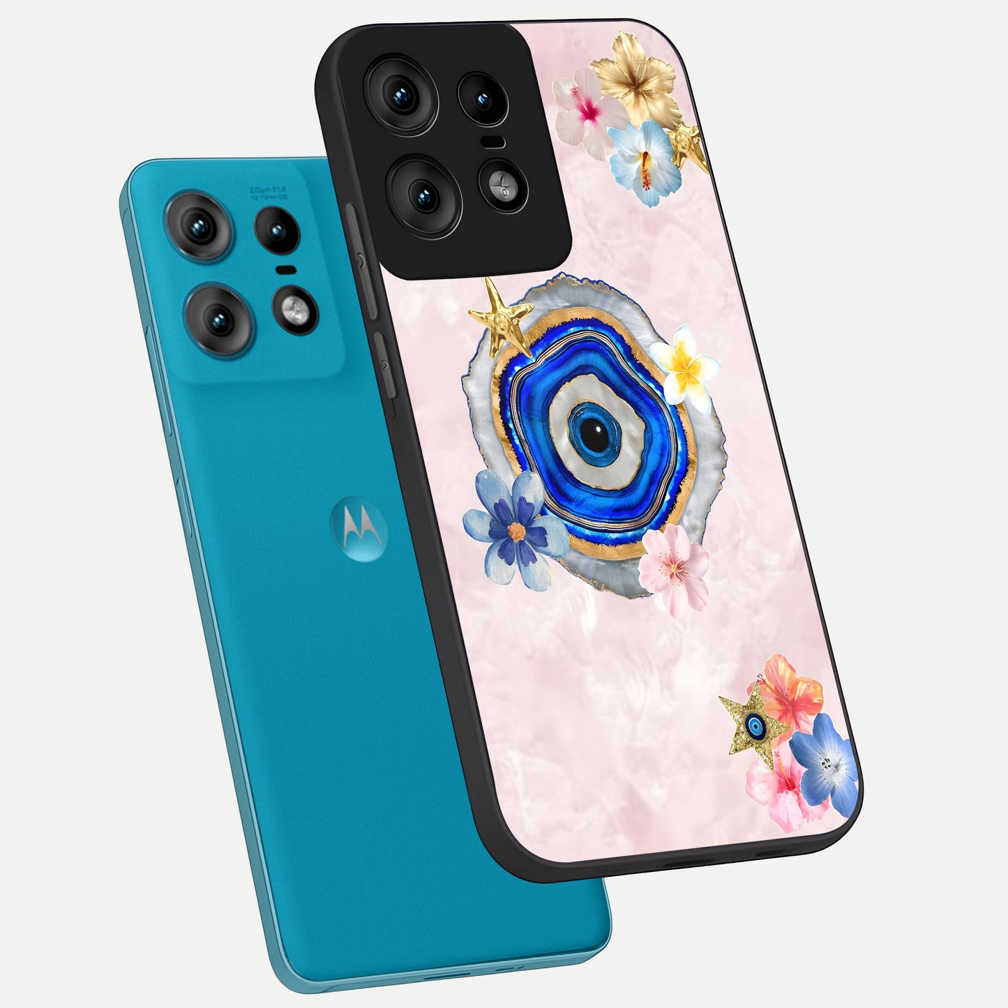  Divine Aura Bloom phone case For Moto Edge50 Pro showing premium glass back cover with detailed artwork