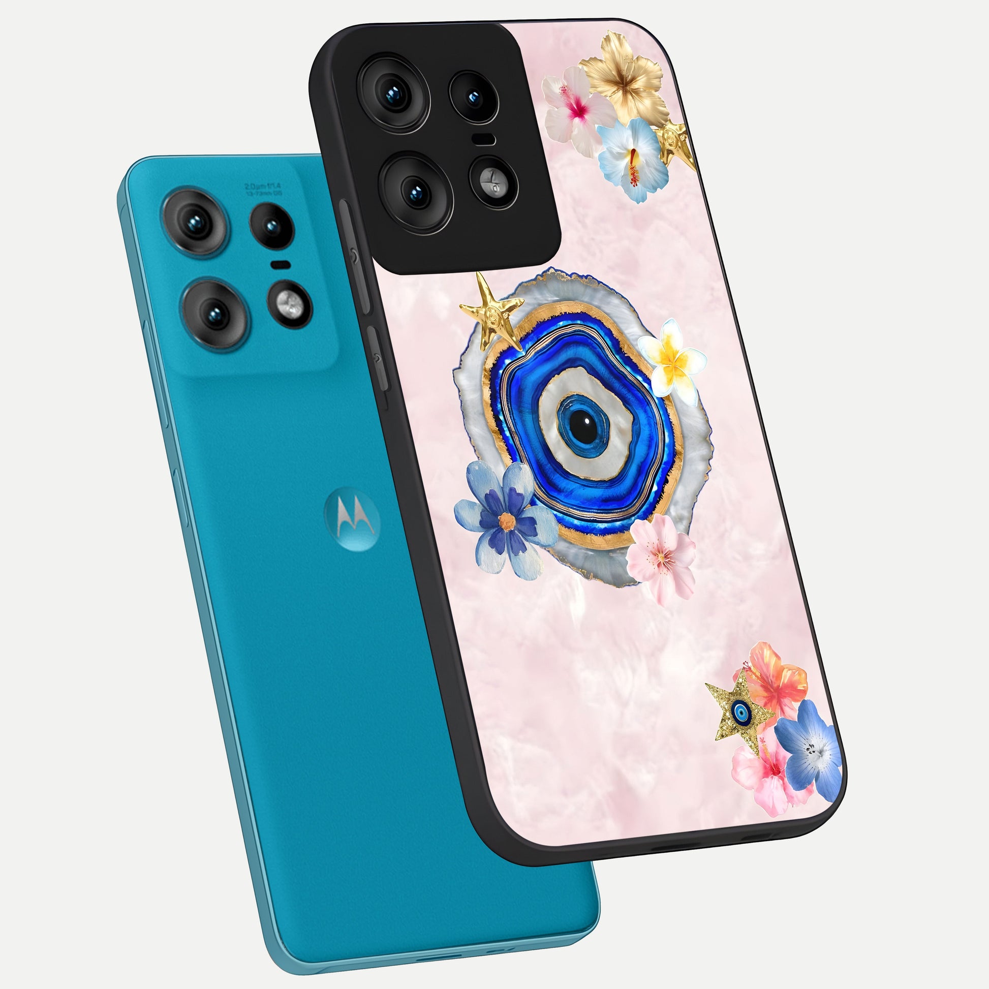  Divine Aura Bloom phone case For Moto Edge50 Pro showing premium glass back cover with detailed artwork