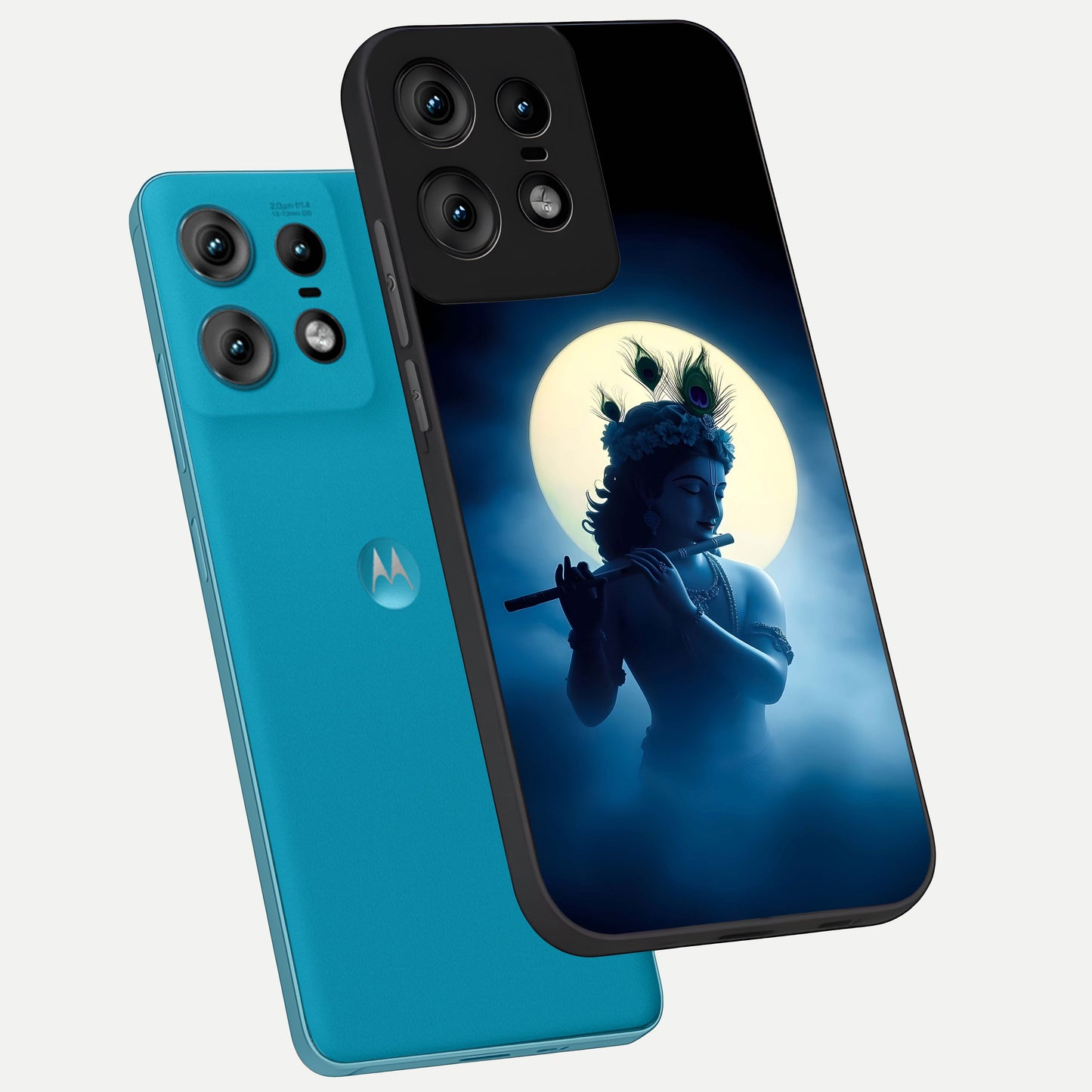  Divine Moon Flute phone case For Moto Edge50 Pro showing premium glass back cover with detailed artwork