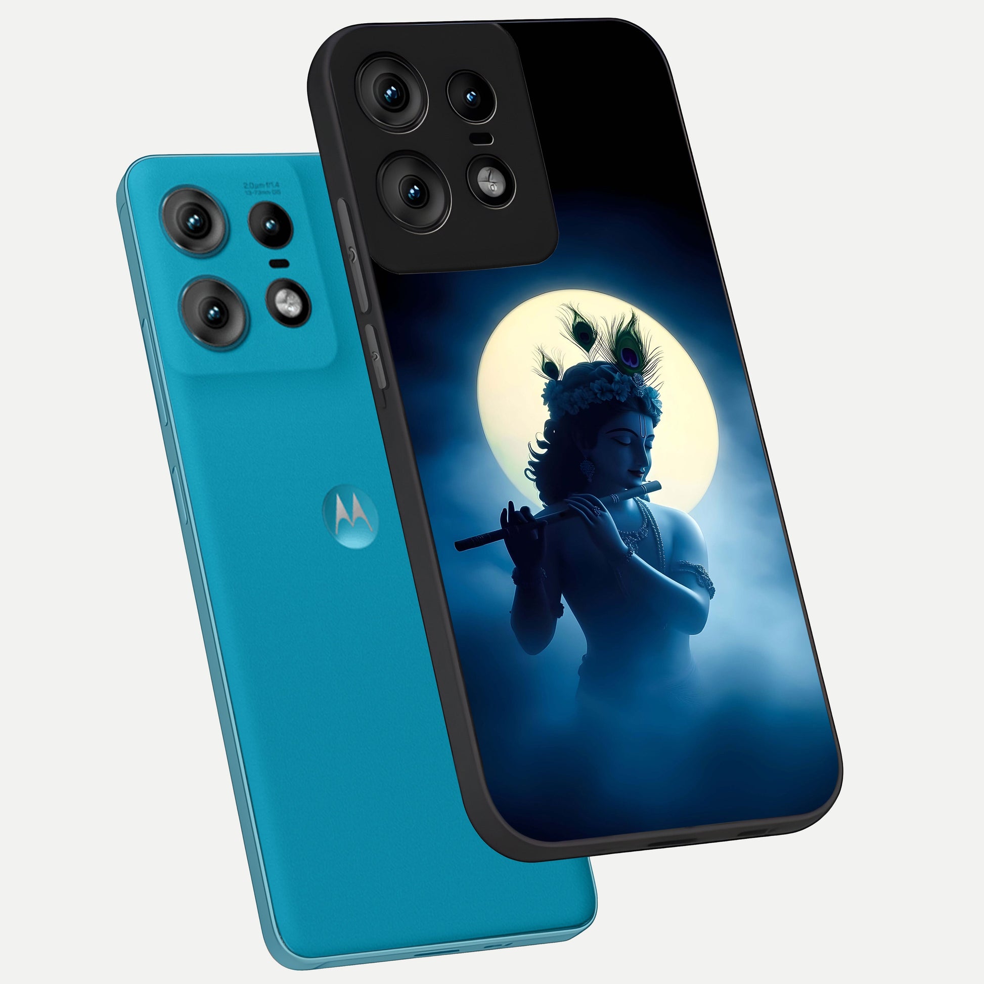  Divine Moon Flute phone case For Moto Edge50 Pro showing premium glass back cover with detailed artwork