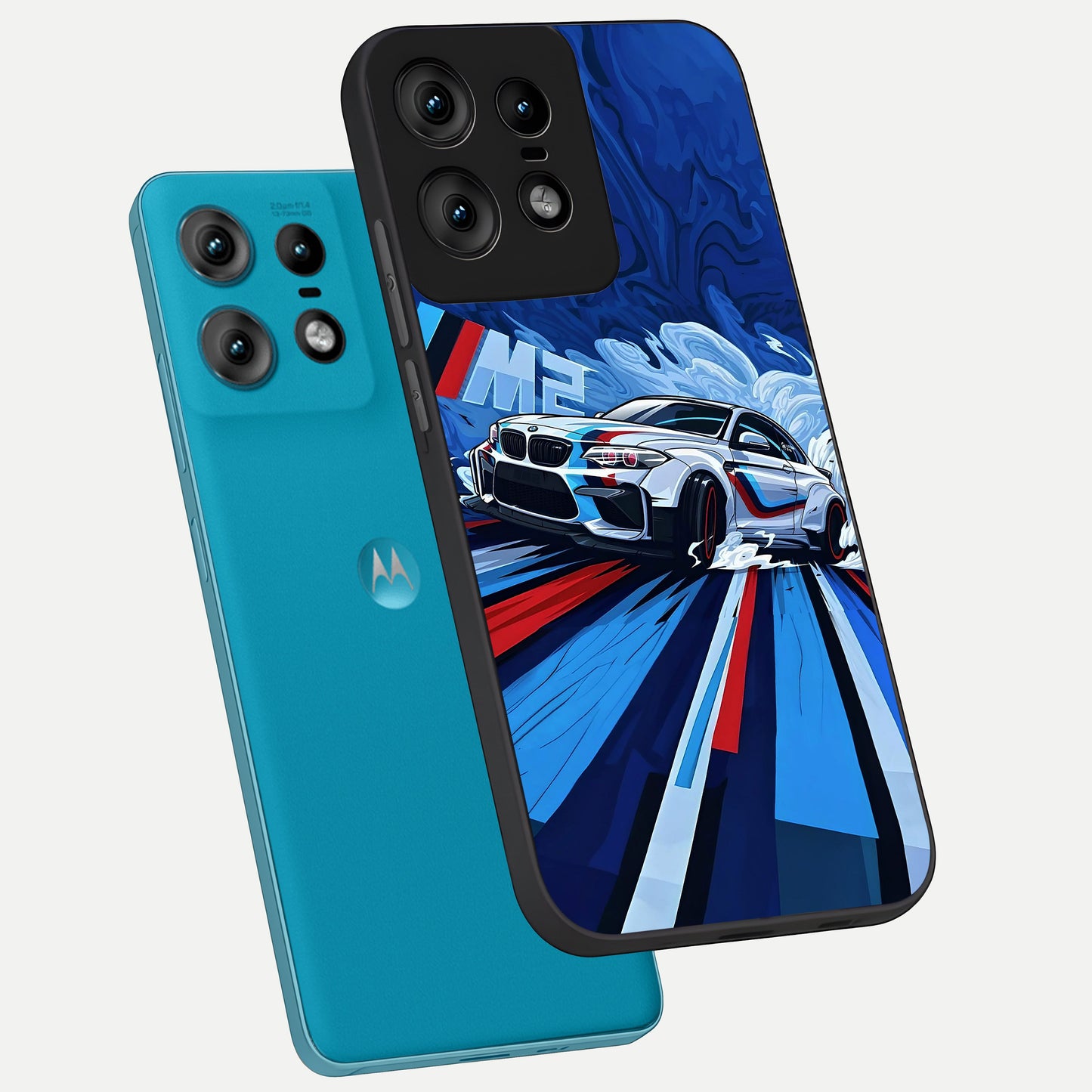  Drift Power Rush phone case For Moto Edge50 Pro showing premium glass back cover with detailed artwork