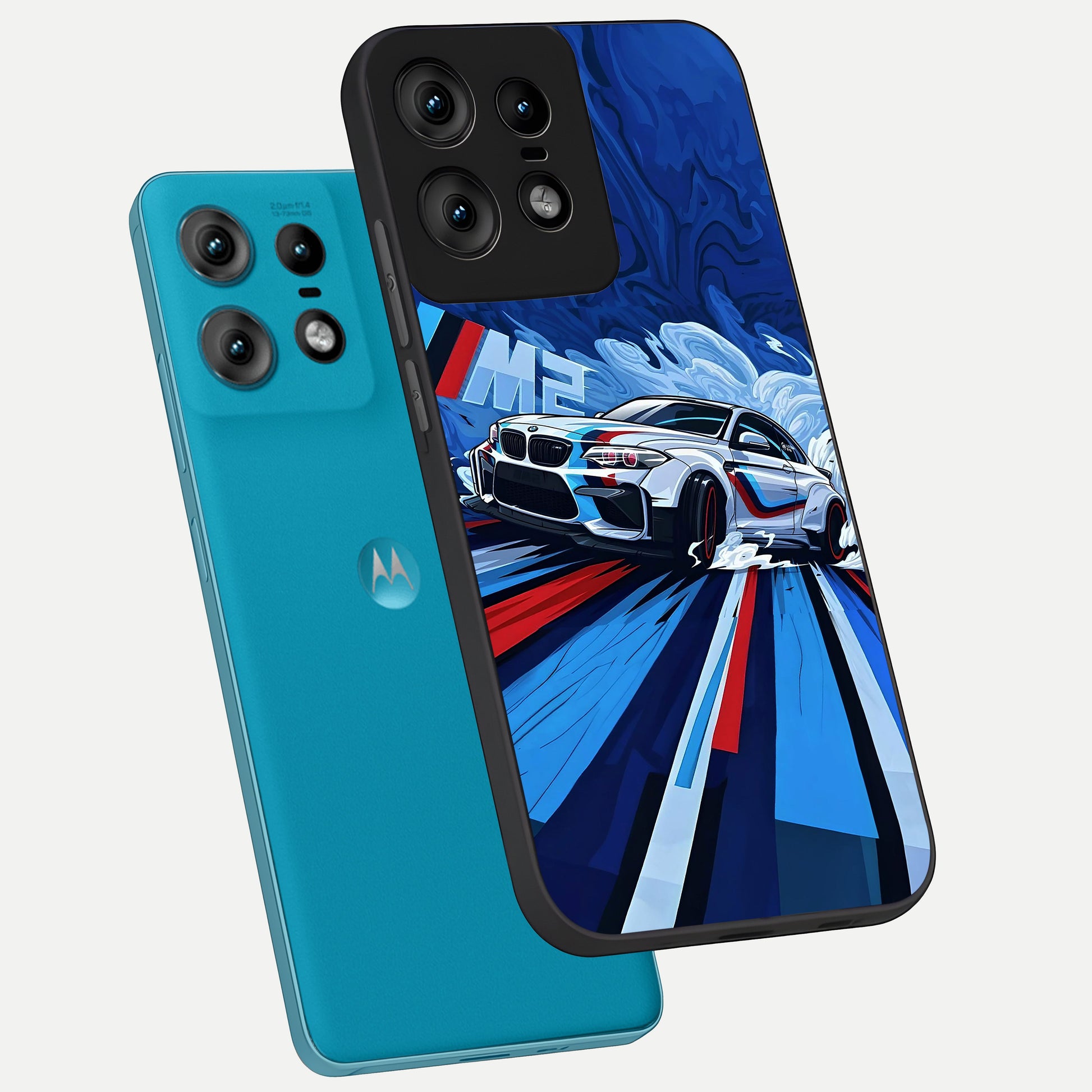  Drift Power Rush phone case For Moto Edge50 Pro showing premium glass back cover with detailed artwork