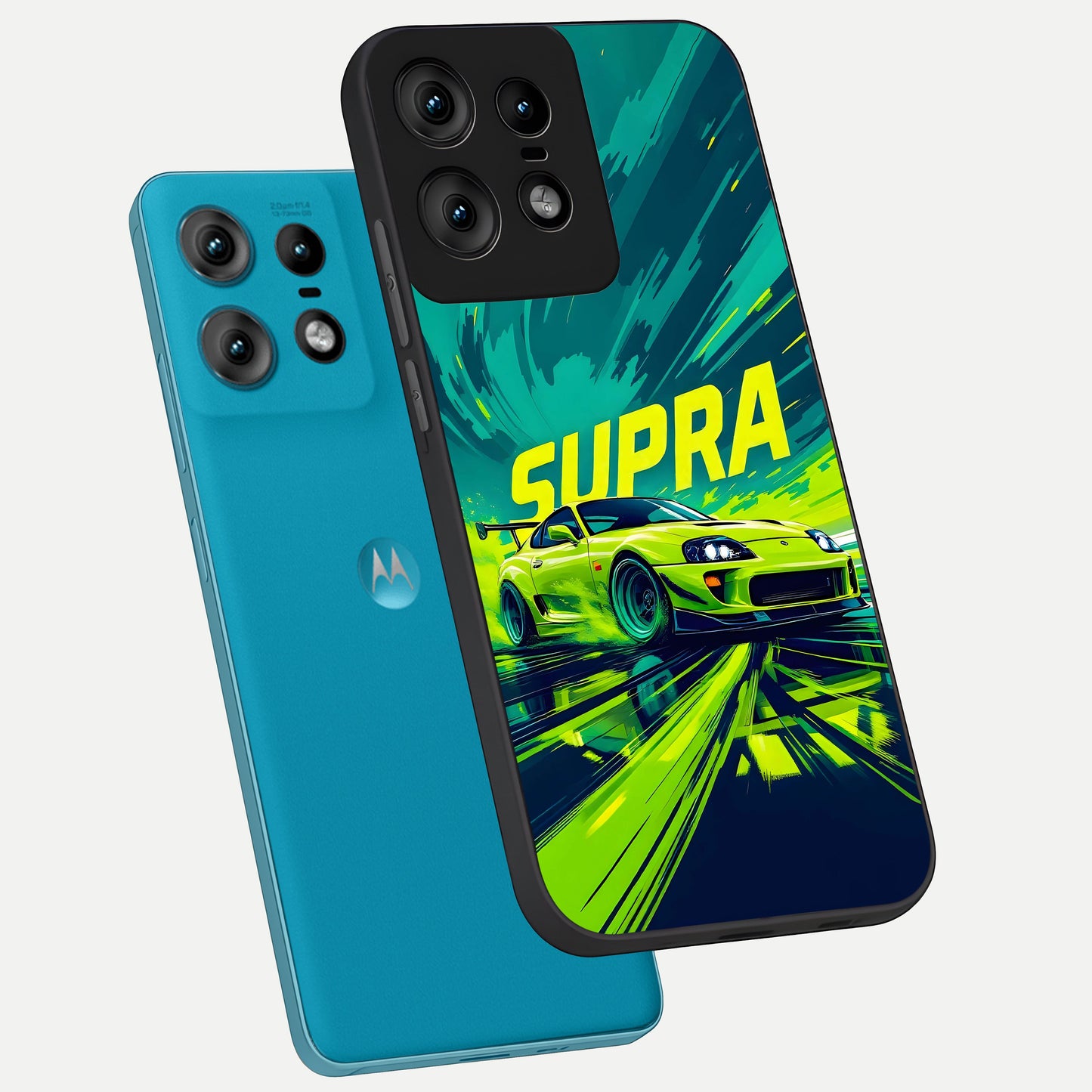  Electric Supra Thunder phone case For Moto Edge50 Pro showing premium glass back cover with detailed artwork