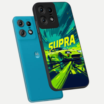  Electric Supra Thunder phone case For Moto Edge50 Pro showing premium glass back cover with detailed artwork