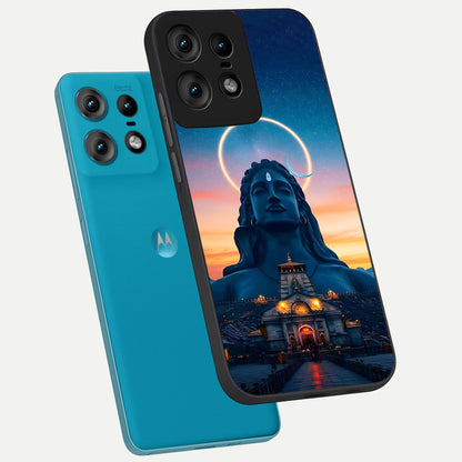  Eternal Shiva Aura phone case For Moto Edge50 Pro showing premium glass back cover with detailed artwork