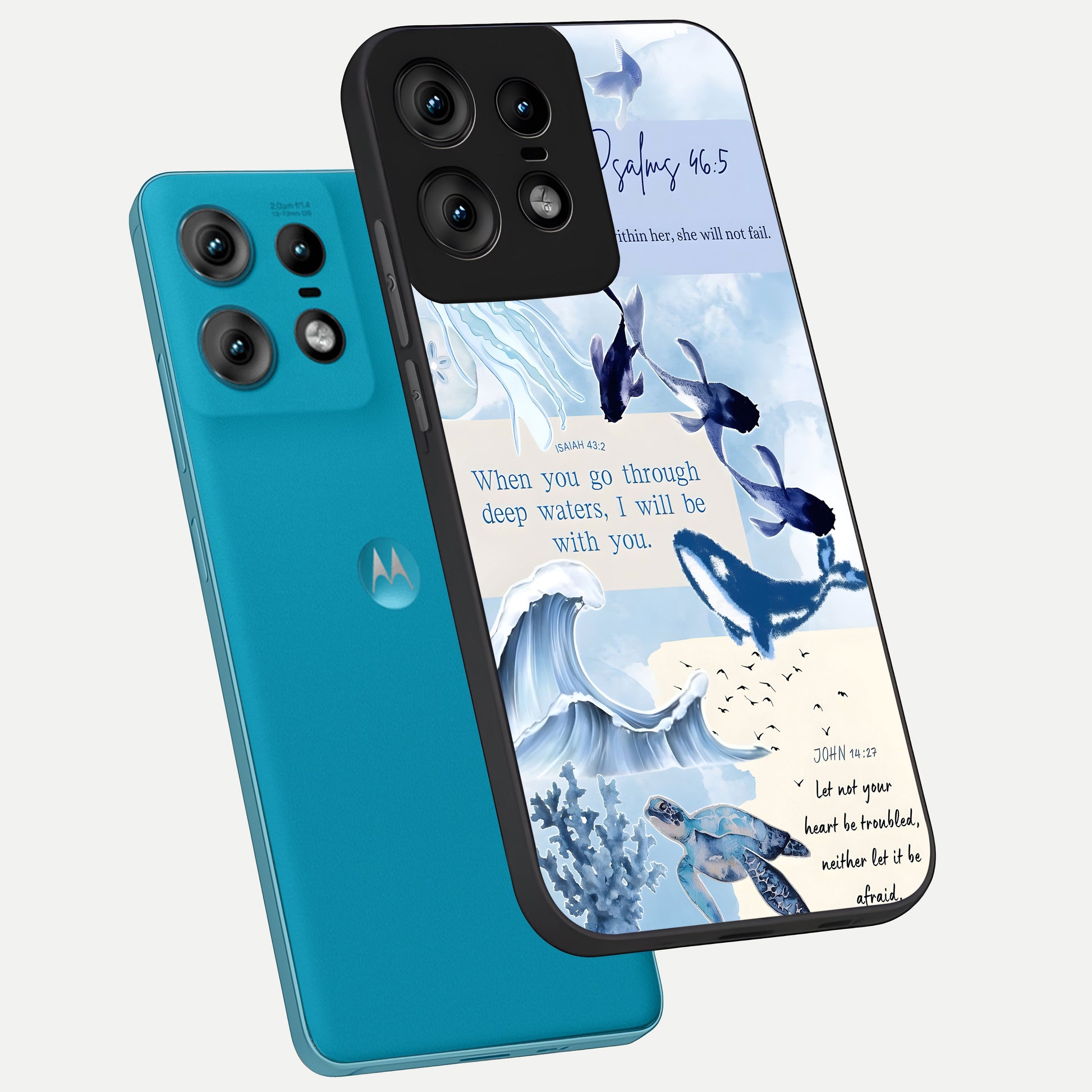  Faithful Ocean Promise phone case For Moto Edge50 Pro showing premium glass back cover with detailed artwork