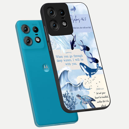  Faithful Ocean Promise phone case For Moto Edge50 Pro showing premium glass back cover with detailed artwork