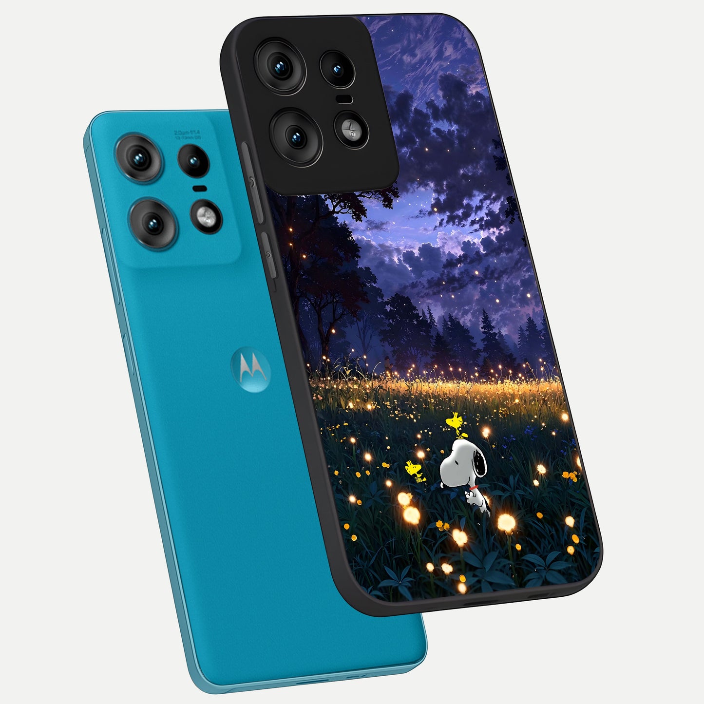  Firefly Meadow Magic phone case For Moto Edge50 Pro showing premium glass back cover with detailed artwork