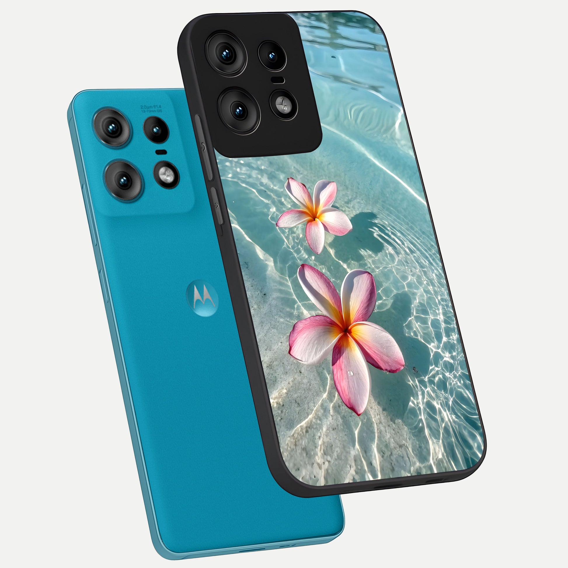  Floating Bloom Bliss phone case For Moto Edge50 Pro showing premium glass back cover with detailed artwork