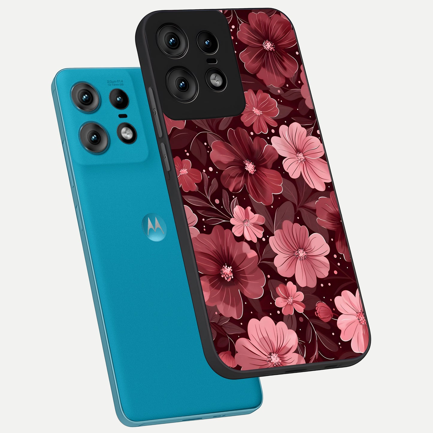  Flower Blush Bloom phone case For Moto Edge50 Pro showing premium glass back cover with detailed artwork