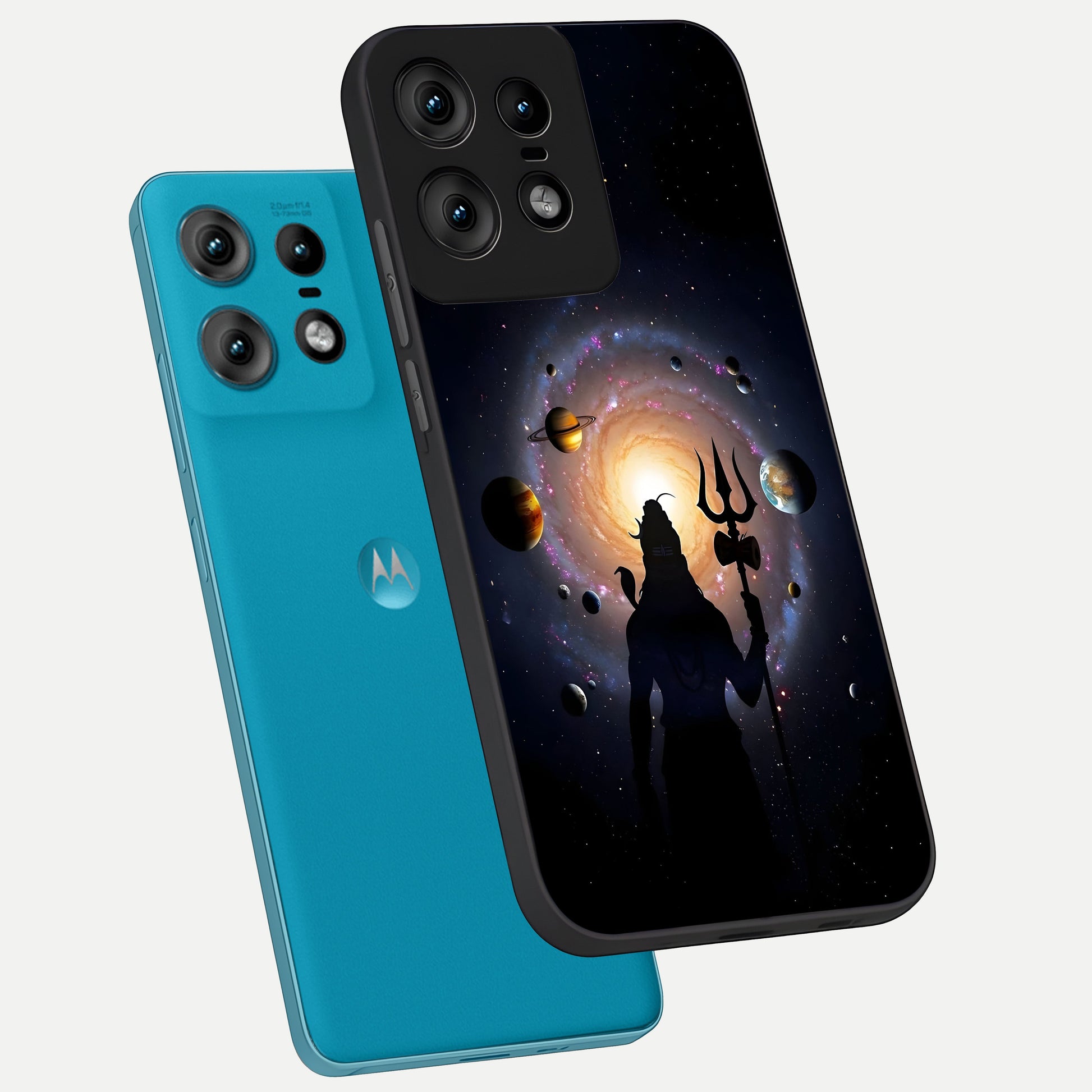  Galactic Shiva Vision phone case For Moto Edge50 Pro showing premium glass back cover with detailed artwork
