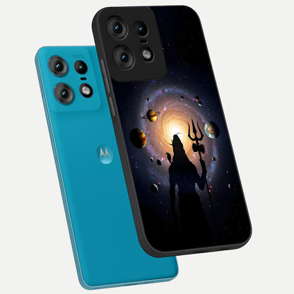  Galactic Shiva Vision phone case For Moto Edge50 Pro showing premium glass back cover with detailed artwork