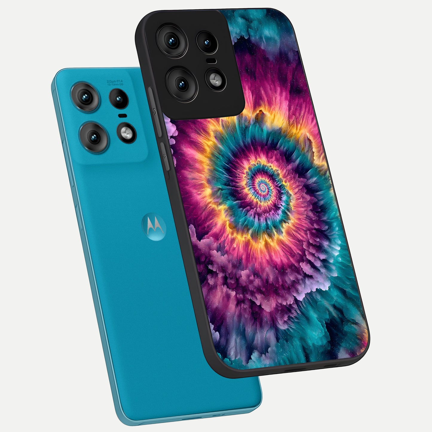  Galactic Spiral Burst phone case For Moto Edge50 Pro showing premium glass back cover with detailed artwork