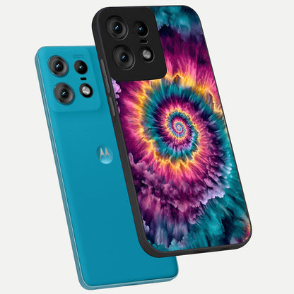  Galactic Spiral Burst phone case For Moto Edge50 Pro showing premium glass back cover with detailed artwork