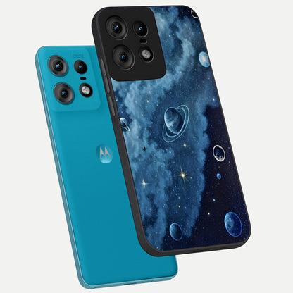  Galaxy Dream Space phone case For Moto Edge50 Pro showing premium glass back cover with detailed artwork