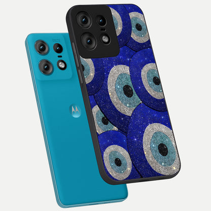  Galaxy Eye Flow phone case For Moto Edge50 Pro showing premium glass back cover with detailed artwork