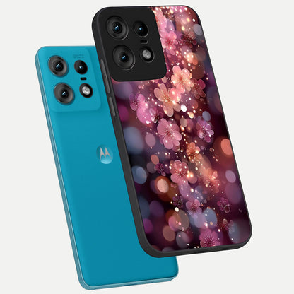  Glowing Petal Bliss phone case For Moto Edge50 Pro showing premium glass back cover with detailed artwork