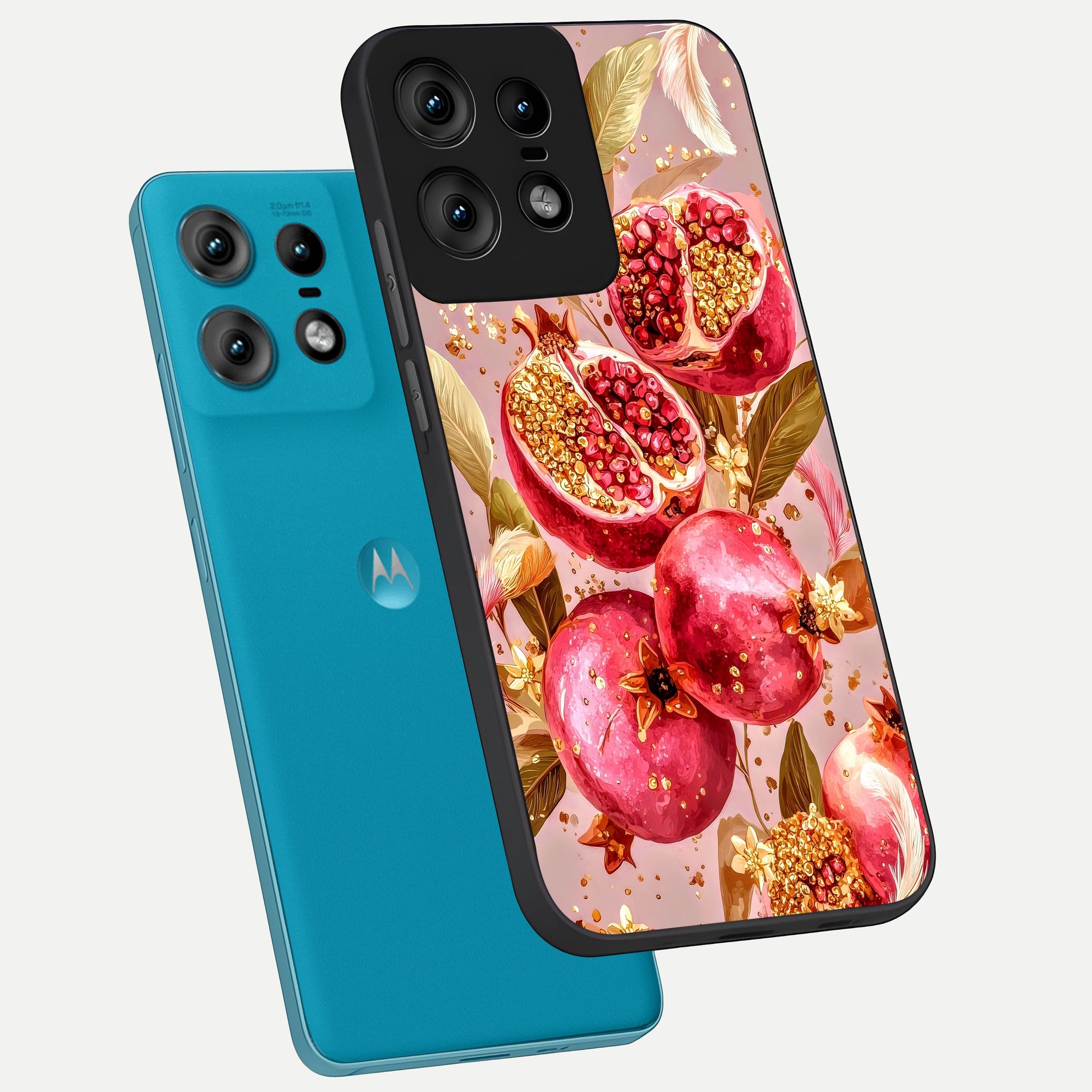  Golden Bloom Glow phone case For Moto Edge50 Pro showing premium glass back cover with detailed artwork