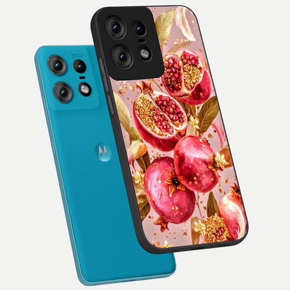  Golden Bloom Glow phone case For Moto Edge50 Pro showing premium glass back cover with detailed artwork