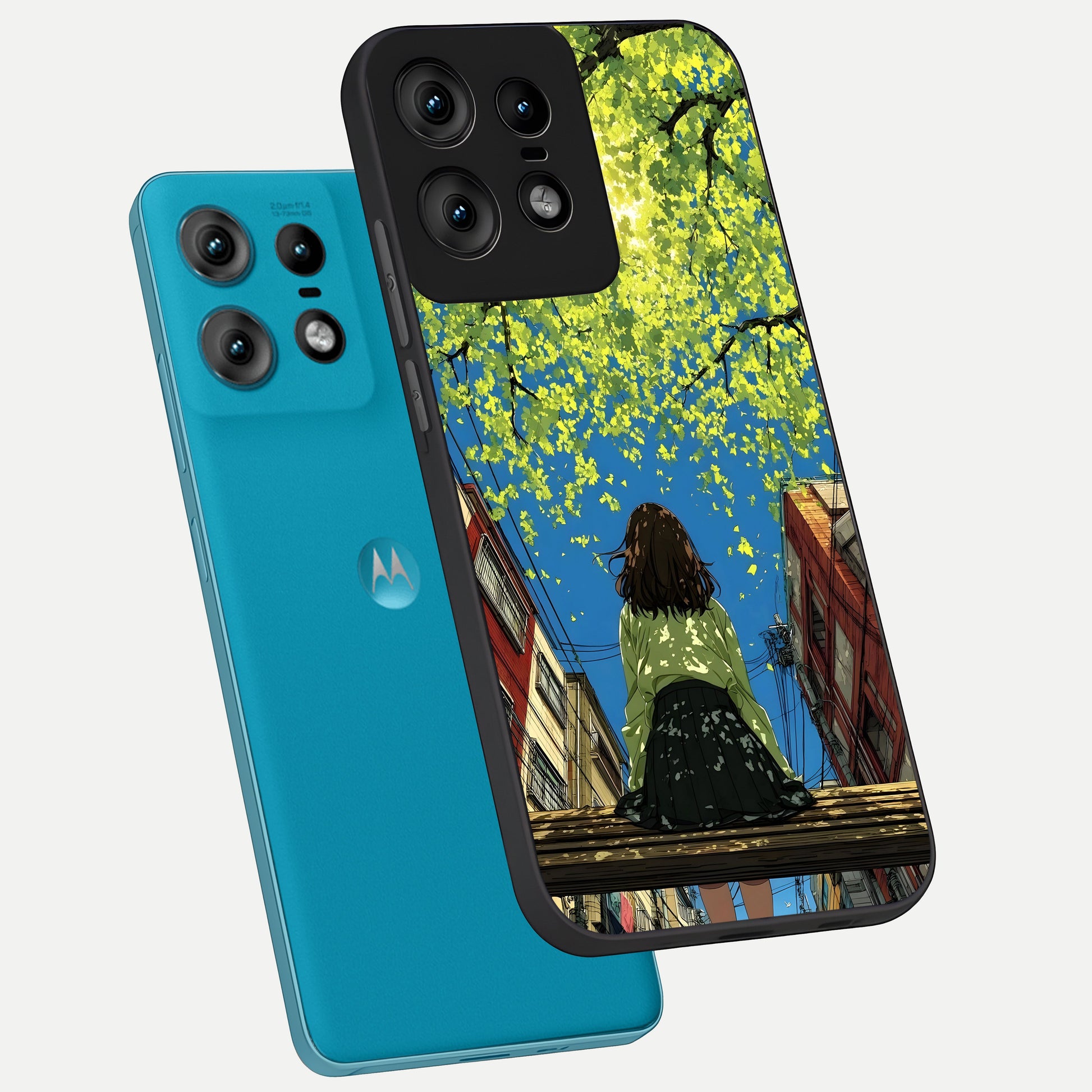  Golden Leaves Glow phone case For Moto Edge50 Pro showing premium glass back cover with detailed artwork