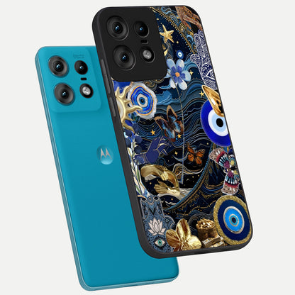  Golden Moon Magic phone case For Moto Edge50 Pro showing premium glass back cover with detailed artwork