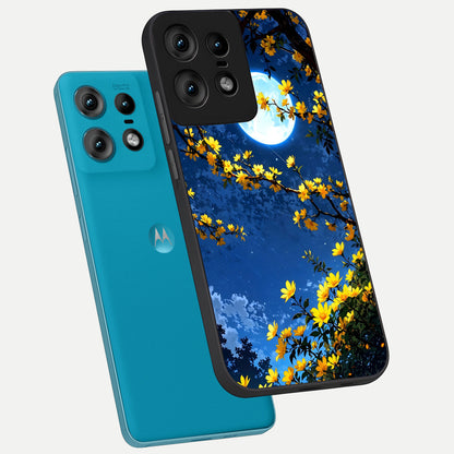  Golden Night Glow phone case For Moto Edge50 Pro showing premium glass back cover with detailed artwork