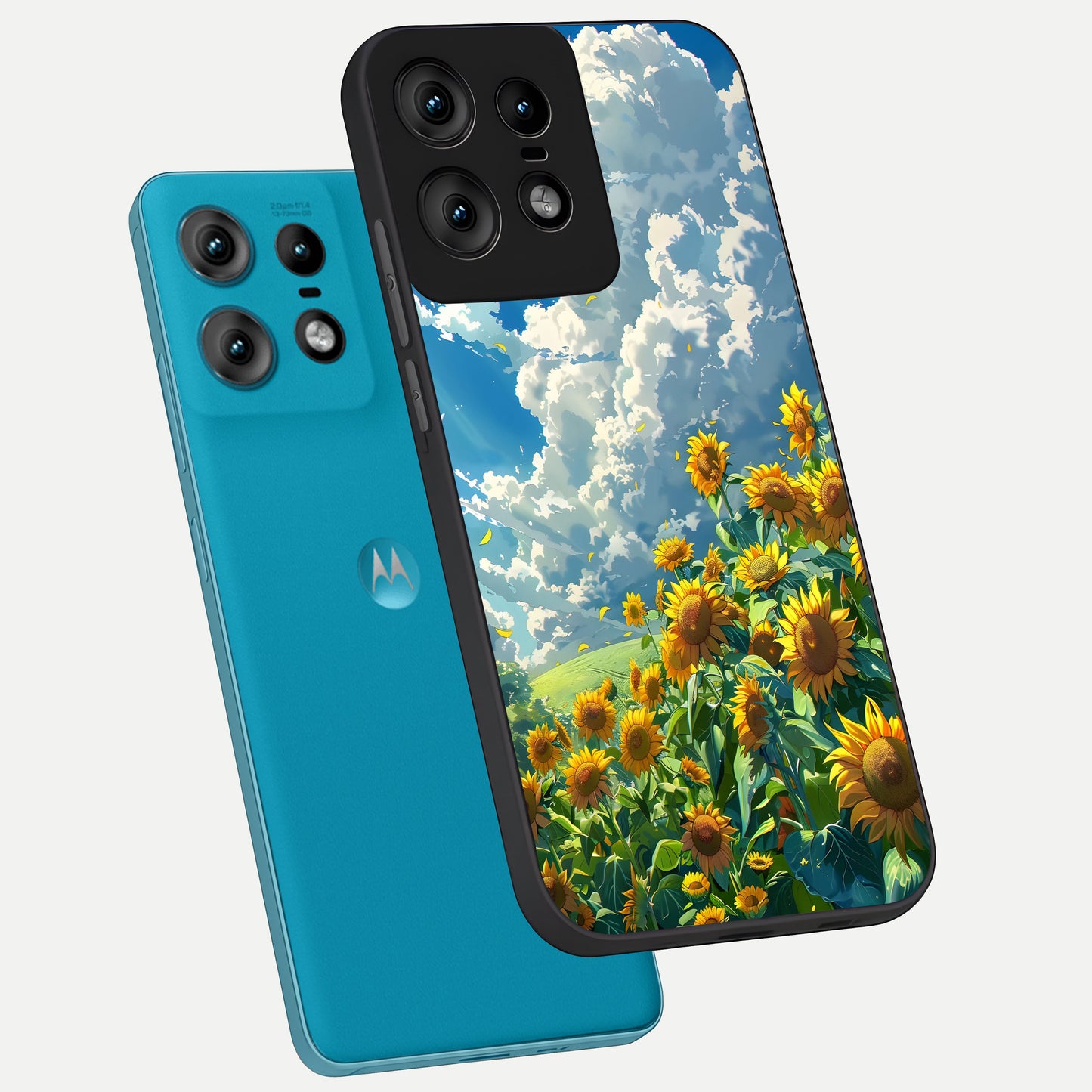 Golden Sun Glory phone case For Moto Edge50 Pro showing premium glass back cover with detailed artwork