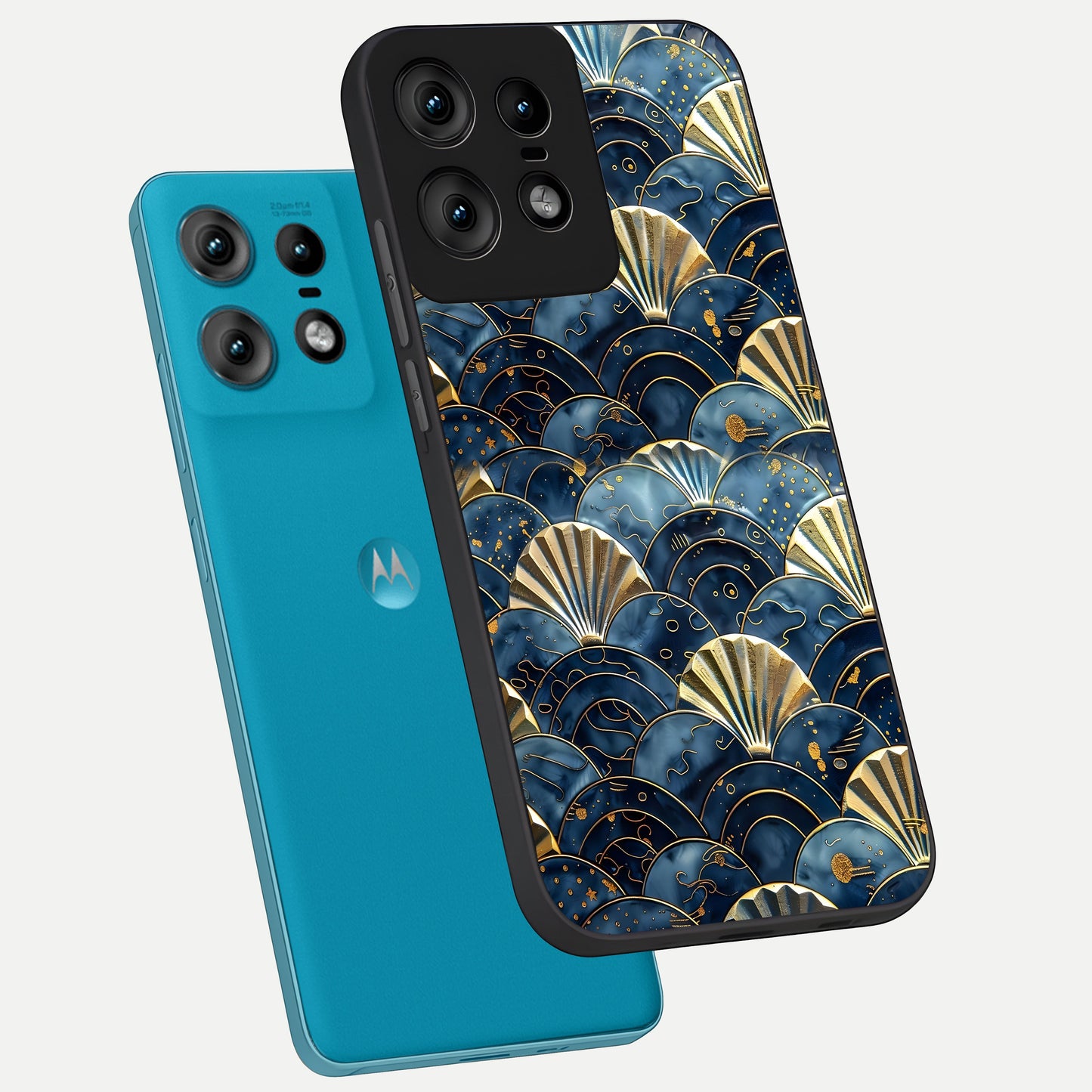  Golden Wave Luxe phone case For Moto Edge50 Pro showing premium glass back cover with detailed artwork
